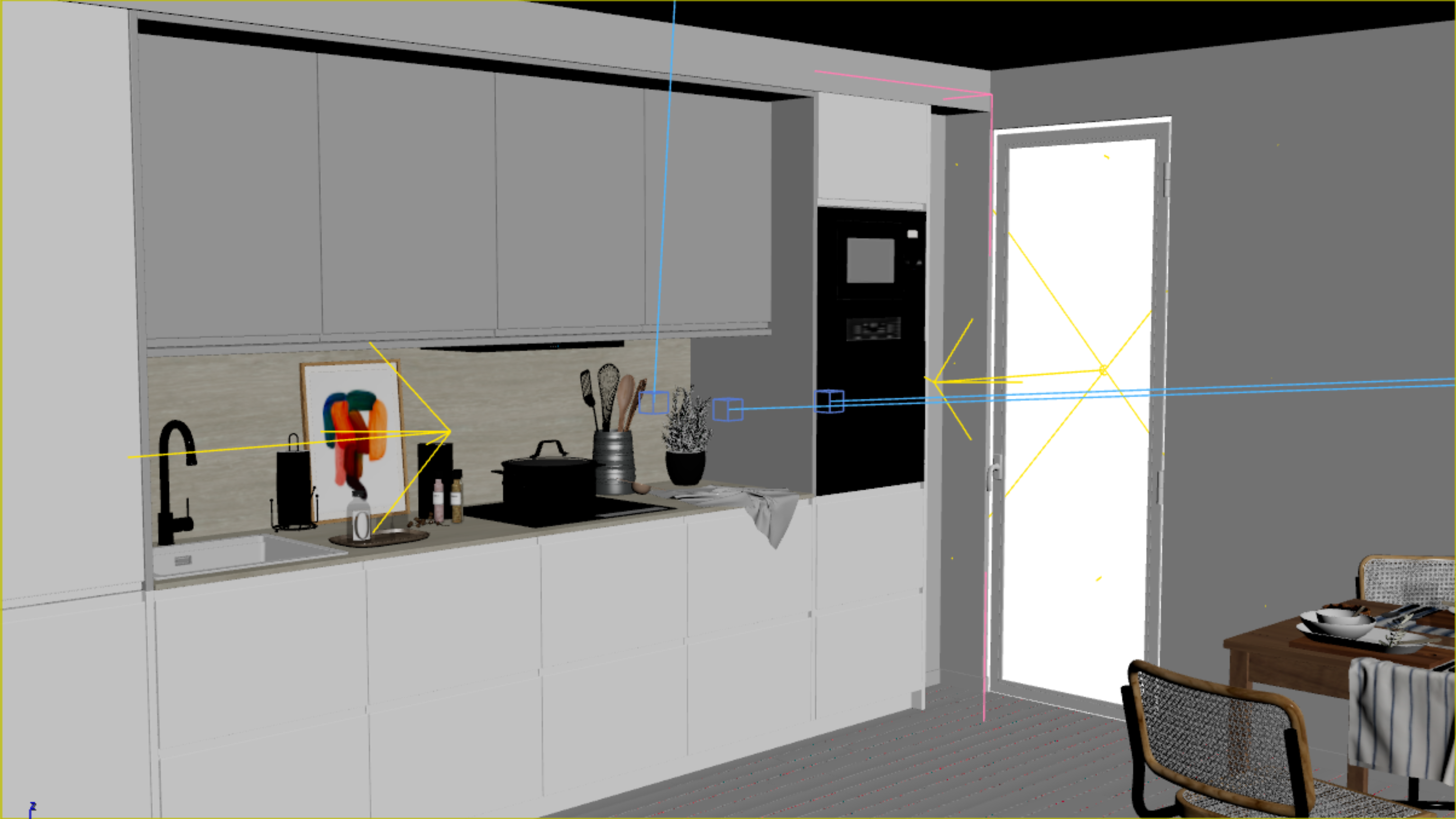 The same kitchen in the 3ds Max viewport